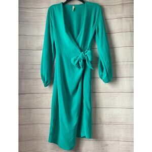 Tyche Turquoise Wrap Midi Dress Size Medium